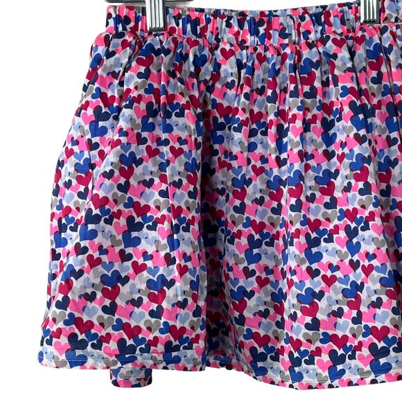 Gap Skirt Girls Medium 8 Kids Pull On Flare A Line Pink Blue Hearts Fall Casual - Picture 2 of 11